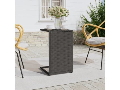 Stolek ve tvaru C 40 x 35 x 60 cm polyratan [319406] (Barva Černá)