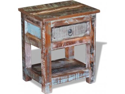 Odkládací stolek zásuvka masivní recyklované dřevo 43x33x51 cm [243456]