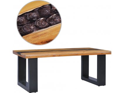 Konferenční stolek 100 x 50 x 40 cm masivní teak a polyresin [281646]