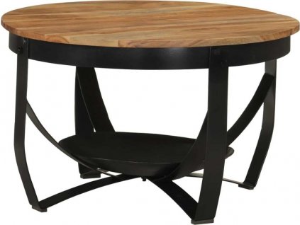 Konferenční stolek Ø 68 x 43 cm masivní akáciové dřevo a železo [351673]