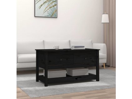 Konferenční stolek černý 102 x 49 x 55 cm masivní borové dřevo [820925]