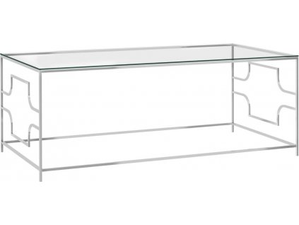 Konferenční stolek stříbrný 120x60x45 cm nerezová ocel a sklo [289029]
