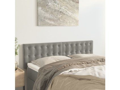 Čela postele 144x5x78/88 cm samet [346470] (Barva Světle šedá)
