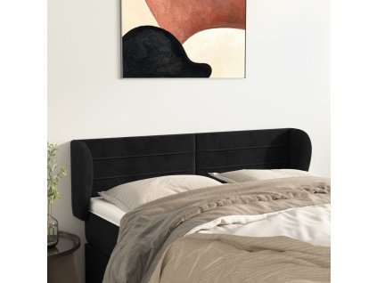 Čelo postele typu ušák 147x23x78/88 cm samet [3117334] (Barva Černá)