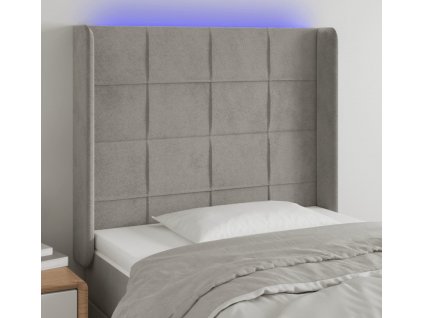 Čelo postele s LED 93 x 16 x 118/128 cm samet [3124084]