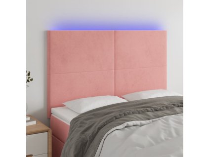 Čelo postele s LED 144x5x118/128 cm samet [3122197] (Barva Růžová)