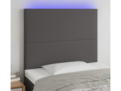 Čelo postele s LED 100x5x118/128 cm umělá kůže [3122232] (Barva Šedá)