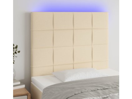 Čelo postele s LED 100x5x118/128 cm textil [3122419] (Barva Krémová)