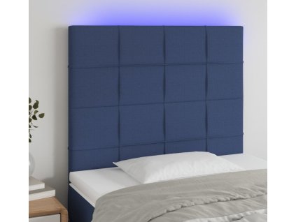Čelo postele s LED 80x5x118/128 cm textil [3122404] (Barva Modrá)