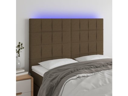 Čelo postele s LED 144x5x118/128 cm textil [3122425] (Barva Tmavě hnědá)