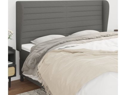 Čelo postele typu ušák 203x23x118/128 cm textil [3118119] (Barva Tmavě šedá)