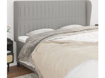 Čelo postele typu ušák 203x23x118/128 cm textil [3118216] (Barva Světle šedá)