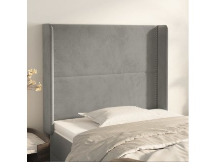 Čelo postele typu ušák 103x16x118/128 cm samet [3119482] (Barva Světle šedá)