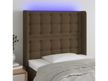 Čelo postele s LED 93 x 16 x 118/128 cm textil [3124467] (Barva Tmavě hnědá)