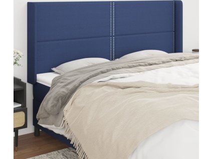Čelo postele typu ušák 203x16x118/128 cm textil [3119468] (Barva Modrá)