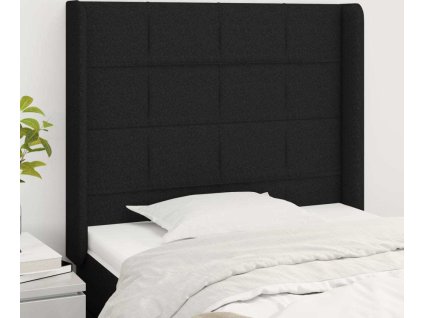 Čelo postele typu ušák 103x16x118/128 cm textil [3119572] (Barva Černá)