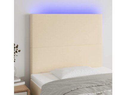 Čelo postele s LED 90x5x118/128 cm textil [3122131] (Barva Krémová)