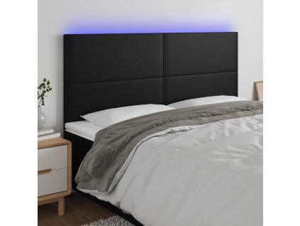 Čelo postele s LED 160x5x118/128 cm umělá kůže [3122240] (Barva Černá)