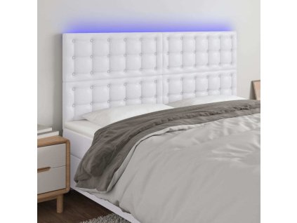 Čelo postele s LED 180x5x118/128 cm umělá kůže [3122527] (Barva Bílá)