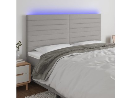 Čelo postele s LED 200x5x118/128 cm textil [3122586] (Barva Světle šedá)