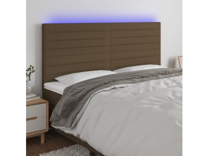 Čelo postele s LED 160x5x118/128 cm textil [3122573] (Barva Tmavě hnědá)