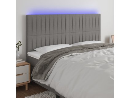 Čelo postele s LED 200x5x118/128 cm textil [3122685] (Barva Tmavě šedá)