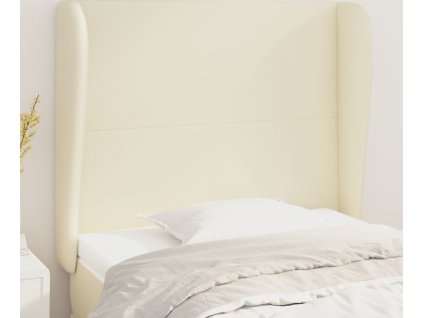 Čelo postele typu ušák 103 x 23 x 118/128 cm umělá kůže [3117762] (Barva Krémová)