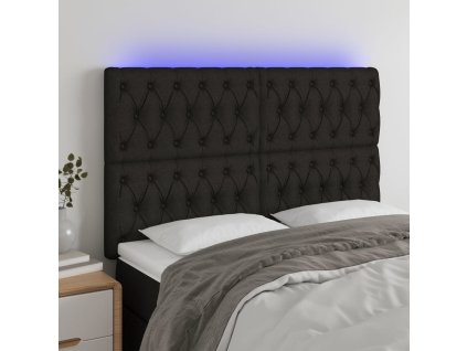 Čelo postele s LED 160x7x118/128 cm textil [3122768] (Barva Černá)