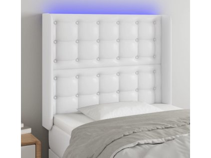 Čelo postele s LED 93 x 16 x 118/128 cm umělá kůže [3124127] (Barva Bílá)