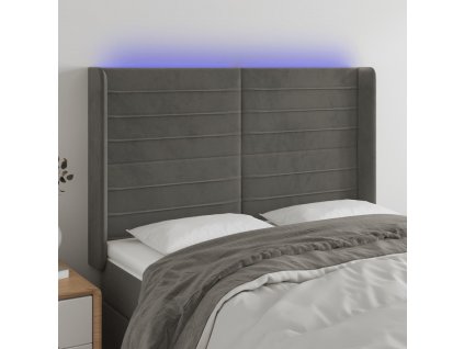 Čelo postele s LED 147 x 16 x 118/128 cm samet [3124237]