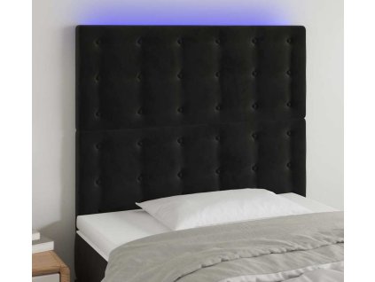 Čelo postele s LED 80x5x118/128 cm samet [3122890] (Barva Černá)