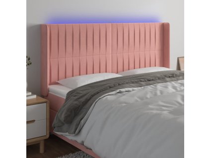 Čelo postele s LED 183 x 16 x 118/128 cm samet [3124351] (Barva Růžová)