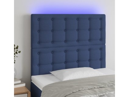 Čelo postele s LED 90x5x118/128 cm textil [3122846] (Barva Modrá)