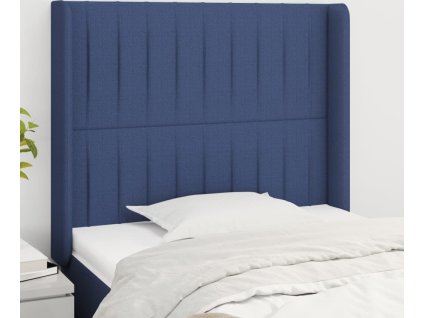 Čelo postele typu ušák 103x16x118/128 cm textil [3119814] (Barva Modrá)