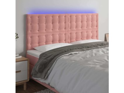 Čelo postele s LED 200x5x118/128 cm samet [3122929] (Barva Růžová)