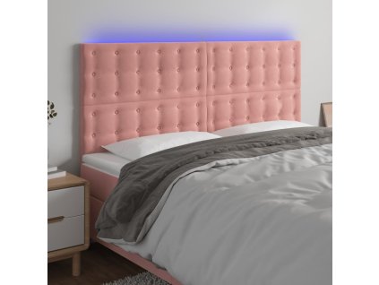 Čelo postele s LED 160x5x118/128 cm samet [3122917] (Barva Růžová)