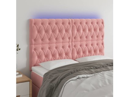 Čelo postele s LED 160x7x118/128 cm samet [3122819] (Barva Růžová)