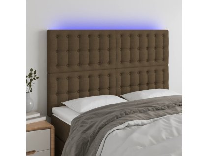 Čelo postele s LED 144x5x118/128 cm textil [3122859] (Barva Tmavě hnědá)