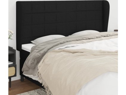 Čelo postele typu ušák 203x23x118/128 cm textil [3117980] (Barva Černá)