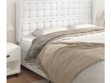 Čelo postele typu ušák 183 x 23 x 118/128 cm umělá kůže [3118059] (Barva Bílá)