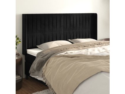 Čelo postele typu ušák 183x16x118/128 cm samet [3119882] (Barva Tmavě moddrá)