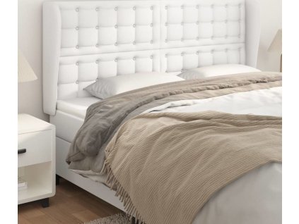 Čelo postele typu ušák 203 x 23 x 118/128 cm umělá kůže [3118065] (Barva Bílá)