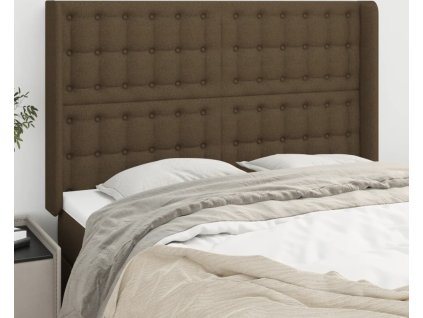 Čelo postele typu ušák 147x16x118/128 cm textil [3120015] (Barva Tmavě hnědá)