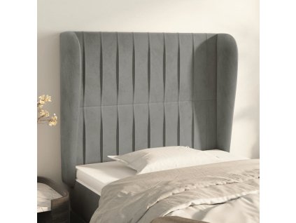 Čelo postele typu ušák 93x23x118/128 cm samet [3118230] (Barva Světle šedá)