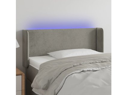 Čelo postele s LED 93 x 16 x 78/88 cm samet [3123132] (Barva Světle šedá)