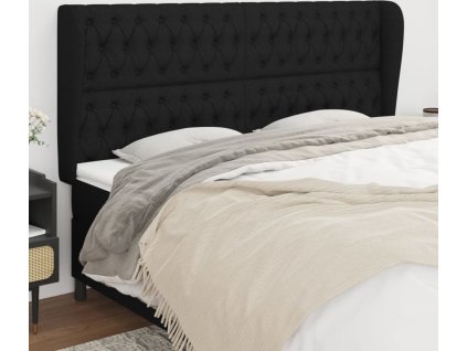 Čelo postele typu ušák 203x23x118/128 cm textil [3118316] (Barva Černá)