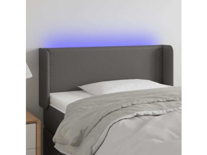 Čelo postele s LED 83 x 16 x 78/88 cm umělá kůže [3123172] (Barva Šedá)