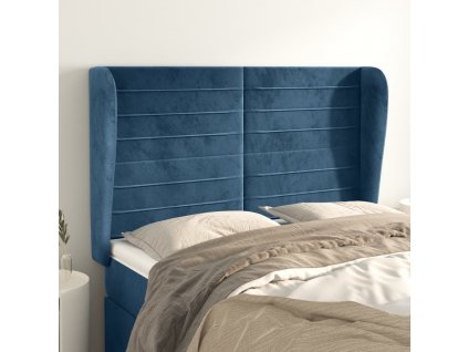 Čelo postele typu ušák 147x23x118/128 cm samet [3118148] (Barva Tmavě moddrá)