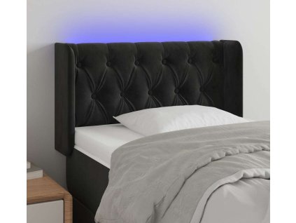 Čelo postele s LED 83 x 16 x 78/88 cm samet [3123604] (Barva Černá)