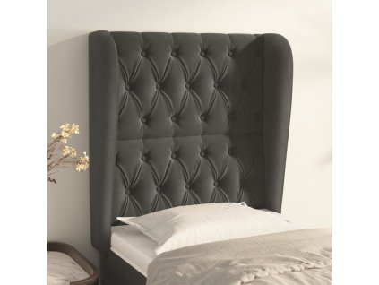 Čelo postele typu ušák 83 x 23 x 118/128 cm samet [3118323] (Barva Tmavě šedá)
